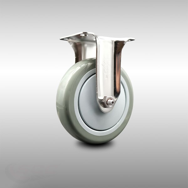 5 Inch 316SS Gray Polyurethane Wheel Rigid Top Plate Caster